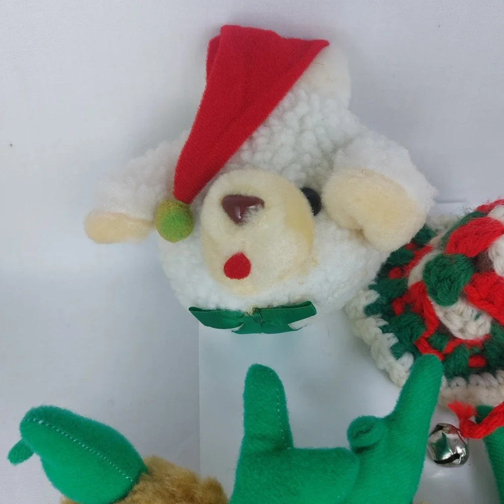 8 Vintage Christmas Door Knob‎ Covers Knobbies Bear Lamb Handmade Wreath Crochet